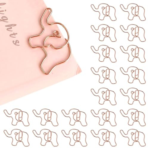 20 Stück Büroklammer Motiv Elefant, Büroklammern in Tierform, Als Deko Oder Lesezeichen, Paper Clips, Metal Animal Design Paper Clips, Cartoon Bookmarks Für Büro, Schule, Hochzeit, Dekoration