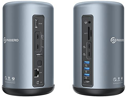 Thunderbolt Dock, USB C Docking Station, 16 In 1 Laptop Dock for Mac OS & Windows, Single 8K or Dual 4K(DP 1.4 Port and Thunderbolt 3 Port), Gigabit Ethernet, 65W Power Adapter, USB C 10Gbps, SD/TF
