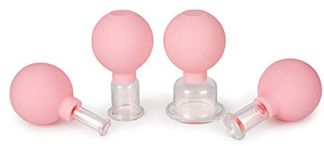 FOOJO 4-teiliges Schröpfset, professionelles Glas-Schröpftherapie-Set, Gummi-Vakuum-Schröpfgläser, Massage-Körperbecher, Anti-Cellulite-Dosen, Gesichtsmassage, Vakuumglas, Therapie-Schröpfen