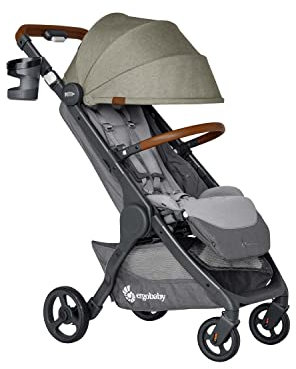 Ergobaby Metro+ Deluxe Kinderwagen Buggy mit Liegefunktion, Premium Kinder-Buggy ab Geburt bis 22kg, Zusammenklappbar und Autositz Kompatibel, höhenverstellbarer Lenker, Empire State Green