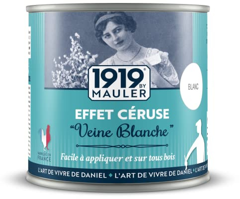 1919 BY MAULER - Peinture Céruse « Effet Cérusé » - BLANC - 1L - Patine et blanchit les veines du bois, effet shabby chic : meuble, parquet, escalier, boiserie