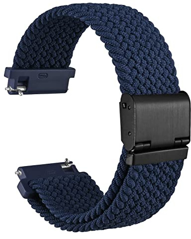 WOCCI 20mm Braided Nylon Watch Band for Men and Women, Quick Release, Black Stainless Steel Buckle (Blue)