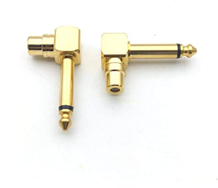 PSKOO Copper Right Angle Female RCA Phono To 6.35mm Mono Male Connector Adapter (Size : 50pcs)