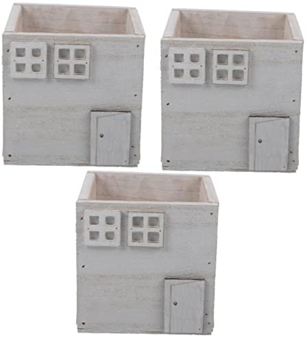 Garneck 3stücke Holzblumenbehälter Rustikaler Pflanzer Kleiner Blumtopf Dekoration Für Büro Balkon Und Garten Künstliche Pflanzen Stiftehalter Hochwertiges Holz