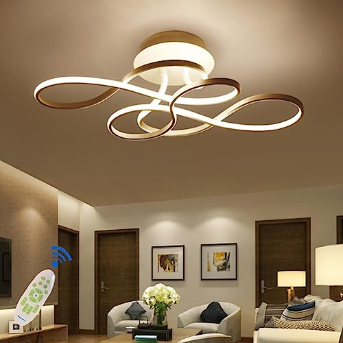 MyLjp LED Deckenleuchte Moderne Wohnzimmerlampe Kreativität Acryl Kurve Design Deckenlampe Kreis Schlafzimmer Kronleuchter,3000K-6500K Dimmbar Mit Fernbedienung Restaurant Dekoration Leuchtung 70cm