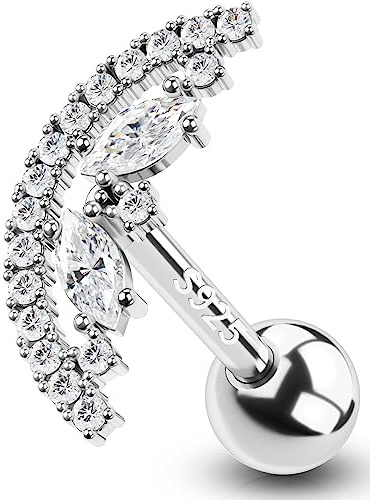 OUFER 16G Helix Conch Piercing Ring Ohrpiercing Silber 925 Tragus Cartilage Earring Shiny CZ Sterling Silver Upper Top of Ear Ohr Ohrrings Knorpel Ohrstecker Schmuck Geschenk