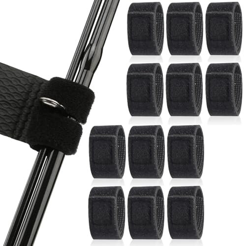 Bikasun 12 Stück Rutenbänder Angeln Angelruten Gurte Angelrute Gürtel Angelrutenriemen Klettband Gurt Einstellbar Klettbänder Schwarz