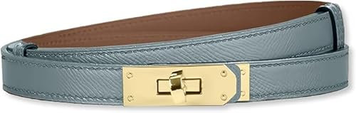 HEVIBK Ledergürtel Damen Gürtel Taillengürtel Damengürtel Leder Jeansgürtel Echtleder 25mm Breit schmaler Gürtel（Hellblau/Gold）
