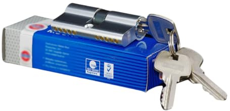 pokm toolsmarket - Zylinderschloss 30/30 mm, mit 25 Schlüssel, Türschloss aus Nickel, Profilzylinder EU- Produktion, von 3 bis 50 Schlüssel zur Auswahl, Schloss für Haustür