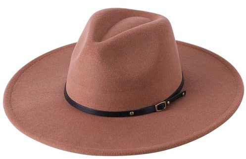 NOAMED Fengyan Fedora-Hüte aus Wolle, warm, breite Krempe, für Damen und Herren, einfarbig, Jazz-Filzhut, Panama-Gamble-Gelb, khaki, 6 7/8-7 1/8