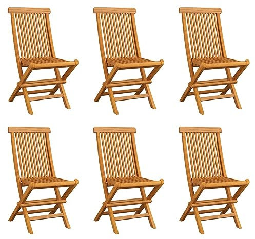 ShCuShan Klappbare Gartenstühle 6 STK. Stuhl Klappbar Outdoor Gartenstuhl Klappbar Outdoor BalkonstüHle Gartensessel Wetterfest Massivholz Teak 3065527