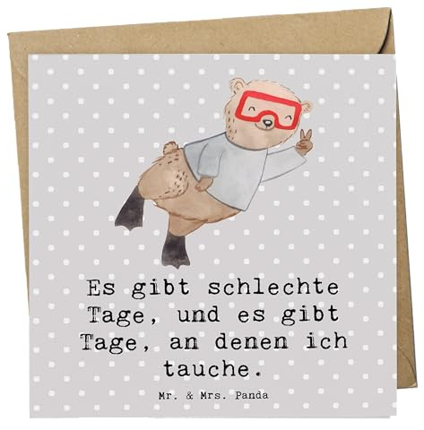 Mr. & Mrs. Panda doppelkarte Bär Tauchen - Geschenk, Tauchschule, Schnorcheln, Dive, faltkarte, anlasskarte, Diving, Klappkarte, Glückwunschkarte, Tauchgang, Grußkarte