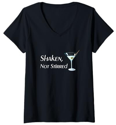 Womens Shaken Not Stirred Martini Glass Olive T-Shirt V-Neck T-Shirt