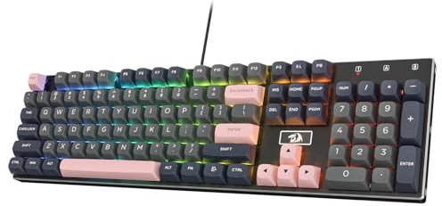 Redragon K556 SE Wired Gaming Keyboard, 104 Keys Hot-Swap Mechanical Keyboard w/Original Aluminum Base, Upgraded Socket, Noise Dampening Kit, PBT Keycaps & Custom Linear Switch, Dawn Sakura Color | Rock-Solid Metal Build, 20 Backlits for Immersive ESports Vibe, Hot-swap Creamy Custom Linear Switch, PBT Round Keycaps