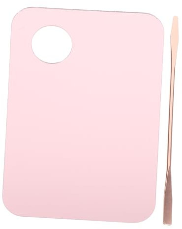 DRESSOOS Acrylic Makeup Palette and Foundation Spatula Set, Pink Cosmetic Mixing Tray for Foundation and Pigment, Diy Professional Makeup Tool for Artists and Nail Design