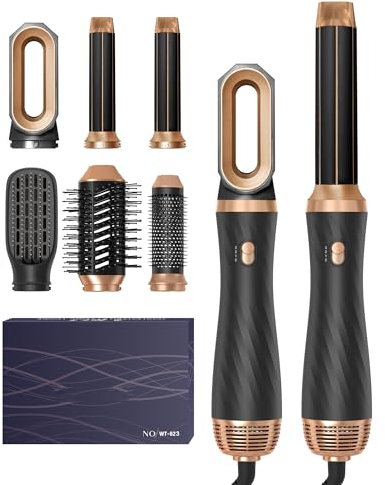 Airbrush 6 in 1 Air Styler Set Magic Styler Hair Styler Hair Dryer Brush with Curl, Straighten, Volumise, Smooth and Hairdryer Brushes for Styling, Hot Hair Styler for All Hair Type/Length