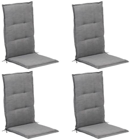 Gartenstuhlauflagen - 50 x 120 cm - Hellgrau - Hochlehner - mit Stehsaum - 4er Set