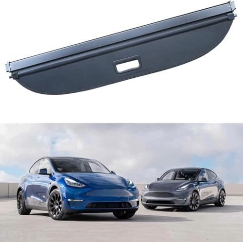 ZWBC Frachtabdeckung für Tesla Model Y 2020 2021 2022, Hintere Kofferraum Hutablage Einziehbarer Abdeckung Hutablage PrivatsphäRe Vorhang Zubehör,A