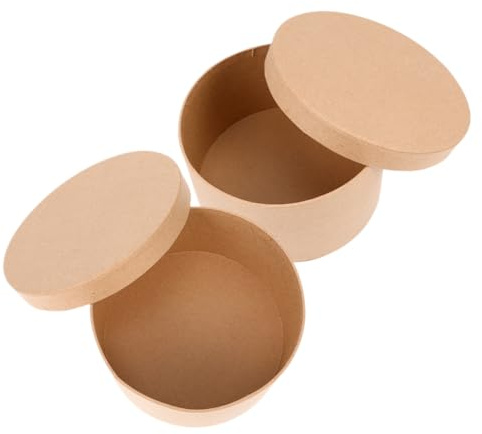 WRITWAA 2stücke Runde Bonbonschachtel Aus Pappmaché Mit Deckel Für Hochzeiten Partys Geburtstage Diy-keksverpackung Kleine Runde Schachteln Zur Leckerli-aufbewahrung