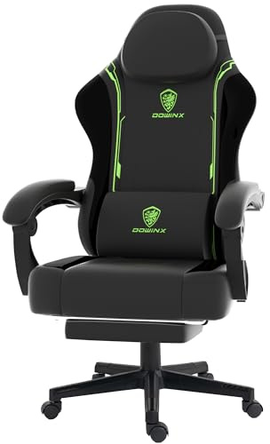 Dowinx Sedia da gaming, ergonomica, in pelle PU con supporto lombare, sedia PC con schienale allargato, portata fino a 150 kg, verde