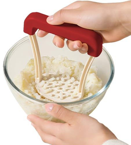 Schiacciapatate | Schiacciapatate a mano – Impugnatura ergonomica antiscivolo da 13,5 cm, antiaderente, resistente, per verdure e cucina