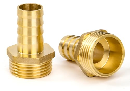 2 Pezzi Raccordo Portagomma in Ottone 32 mm x 1 Maschio, Adattatore Tubo Diritto a Barb per Giardino, Acqua, Aria, Olio, Gas & Carburante - Uso Industriale e Fai-da-Te
