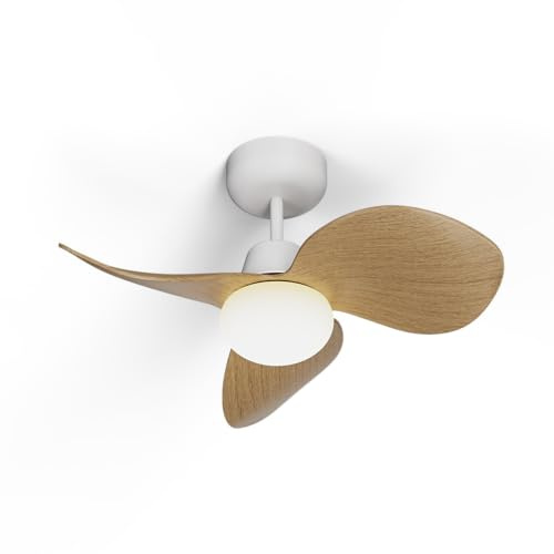 Sulion - Ventilador de Techo con luz Silencioso y Ligero Snapfan, Motor DC, 6 Velocidades, Temporizador, Verano/Invierno, Luz LED Regulable CCT, Instalación Rápida, Blanco Madera Clara