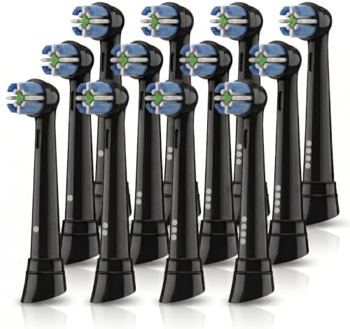 12 Stück IO Aufsteckbürsten für Oral-B iO 3N/3/4/5/6/7/8/9/10 Series Elektrische Zahnbürstenaufsätze Ersatzbürsten kompatibel mit Oral-B effektive Zahnreinigung (Schwarz, 12er Pack)