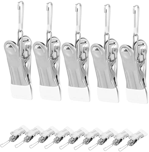 CTIRCHIU 20pezzi Mollette Bucato in Acciaio Inossidabile Clip Antiscivolo Resistenti Per Calze e Panni Multiuso Per Asciugare Coperte e Vestiti Al Vento Clip Bianche Per Stendibiancheria
