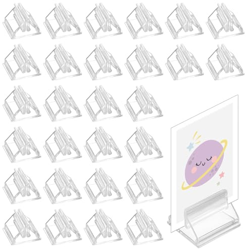 LXUEJIE 50 Stück Kunststoff-Spielstück-Kartenständer, transparente Spielkartenständer, Display, leere Brettmarker, Halter für Display, Papier, Spielstück, Bilder, Clip, Preistafel, Fotos, Memos, Menüs
