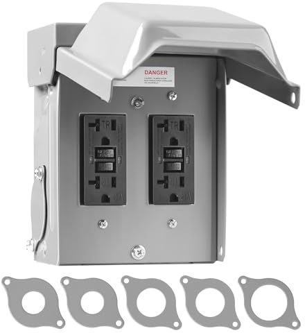 Outdoor Electrical Outlet Box, Dual 20 AMP WRTR GFCI Outlets with Power Indicator Light, Weatherproof Receptacle Box with All Metal 3R Enclosure, Lockable Outlet Cover for Outdoor Power, ETL Listed