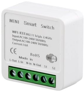 Mini interruptor inteligente Wifi eWeLink de 16 A, CA 110 V, 220 V y 230 V, compatible con control bidireccional y función de compartir, compatible con Alexa y Google Home.
