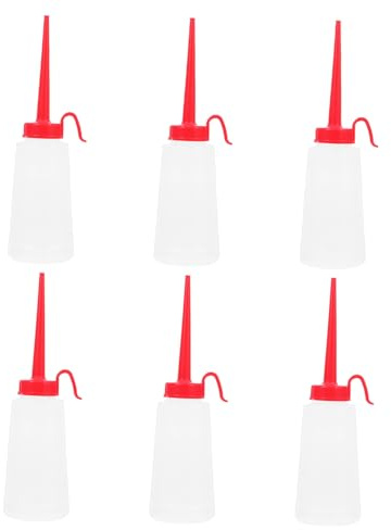 SAFIGLE Set da 6 Bottiglie Dosatrici per Olio in Plastica Rossa da 160ml Beccuccio, Applicatore di Olio Multifunzionale per Progetti Fai-da-Te e Manutenzione