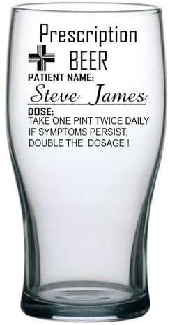Personalised Engraved Prescription Beer Pint Glass