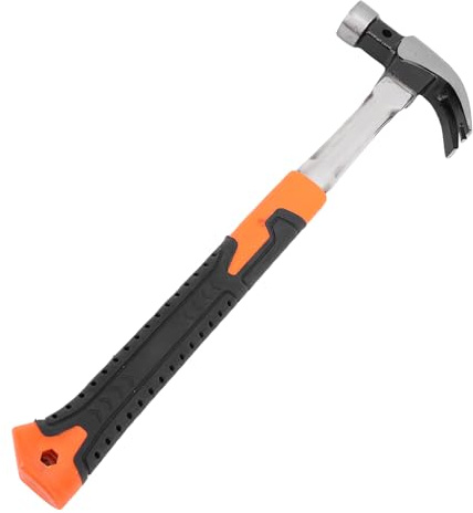 RiToEasysports Campinghammer, Multifunktionaler Magnetischer Zelthering-Entfernerhammer aus Edelstahl mit Ergonomischem Gummigriff für Arbeiten Im Freien (runder Kopf)