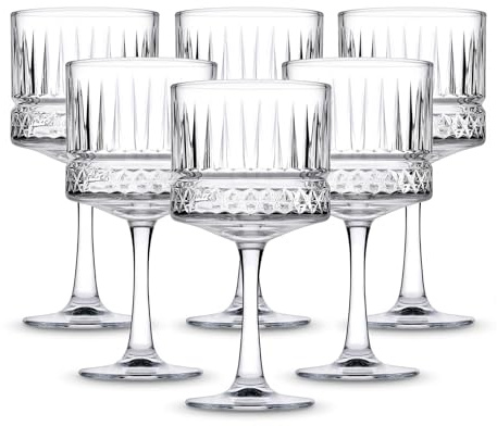Der-Porzellan-Laden by Pasabahce Elysia Gin Tonic Gläser 500 ml, 6er Set, Cocktailgläser aus feinstem Kristallglas, Facettenschliff, spülmaschinengeeignet