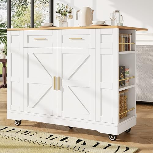 BXEYXE Moderna isla de cocina, armario de cocina, armario buffet, carro comedor con vetas de madera, armario buffet, mesa de comedor multifuncional con espacio de almacenamiento, carrito comedor con