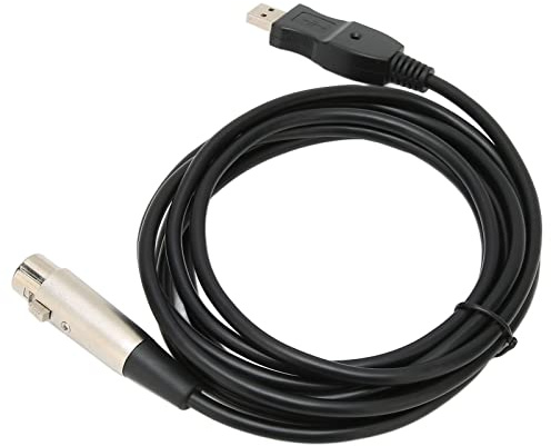 BONKZEBU Cavo per Microfono USB Cavo Convertitore da USB Maschio a XLR Femmina Robusto e Robusto per Collegamento Microfono con Indicatore LED Design Plug and Play da 9,8 Piedi per la Registrazione