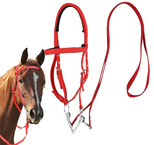 Eoixuqba Altalle de caballo, brida de caballo de tiro - Banda de nariz de snaffle ajustable - Banda de nariz de snaffle equina, banda de cejas ecuestre suave y forrada ajustable para uso al aire libre