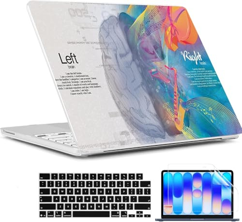 QCzyc Compatible with MacBook Neo Case 13 inch A3404 (A18 Pro Chip) 2026 Release Plastic Laptop Hard Shell w/Mac OS Keyboard Sticker, Screen Protector & Keyboard Cover (Music Left Right Brain)