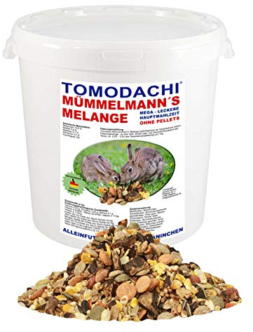 Kaninchenfutter pelletfrei Hauptmahlzeit Hasen viel Gemüse Möhrenflocken Erbsenflocken Getreide Nüsse Kerne Kräuter 1kg Eimer