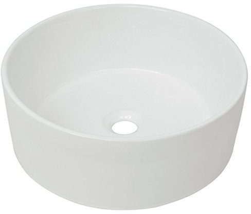 Tidyard Lavandino Tondo in Ceramica, Lavabo Bagno da Appoggio, Design Moderno, Bianca 40 x 15 cm