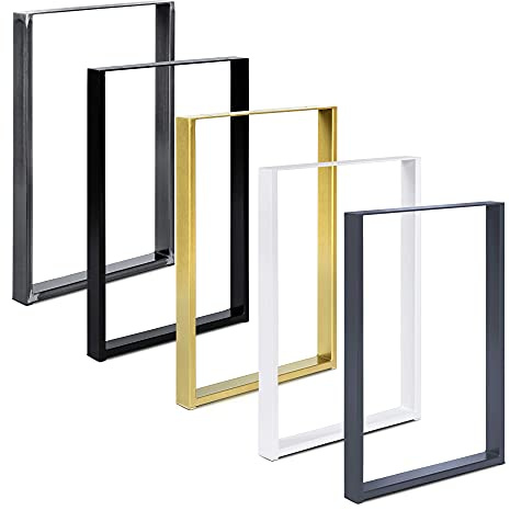 2 x Tischkufen aus Metall | Industrial Tischbeine in Schwarz Weiß & Rohstahl | Alle Größen für Esstisch Schreibtisch Couchtisch & Bank | DIY Tischgestell (60x40 cm (Couchtisch), Schwarz)