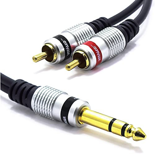 VITALCO Jack 6.3mm Stereo a RCA Cavo 3m 2RCA Phono a Jack 6.3 TRS Connettore Adattatore Audio Maschio Cinch OFC