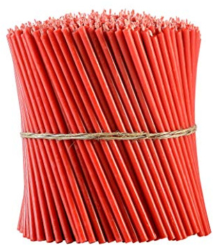 Danilovo Ritual Bienenwachs Kerzen (Rot) - Orthodoxe Kerzen für Gebet Tischdeko Hochzeit - Ungiftig, Ruß - Tropffrei, Lang, Nachhaltige Produkte, N60, Höhe: 20,5 cm, Ø 6,6 mm (150 stück)
