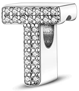 Pandach Lettre Charme Perles de Alphabet en argent sterling 925 pour bracelet et collier Pandora Compatible avec bracelets européens pour femmes et filles
