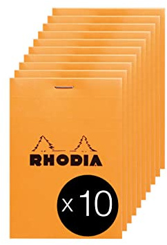 Rhodia 13200Cpack de 10 Bloc Agrafé N°13 A6 Orange Petits Carreaux