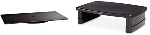 ROTOBASE M Black & Amazon Basics Bildschirm-Ständer, höhenverstellbar, für Laptop und Bildschirme, mit rutschfesten Füßen