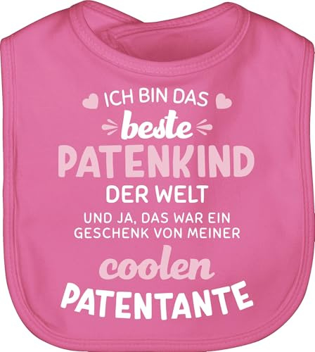 Shirtracer - Baby Lätzchen - Patentante - Ich bin das beste Patenkind der Welt weiß/rosa