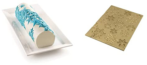 silikomart 25.075.63.0065 Moule Starlight, Blanc & 23.071.63.0065 Tapis et Feuilles de Cuisson, Silicone, doré, 25 x 18,5 x 0,6 cm